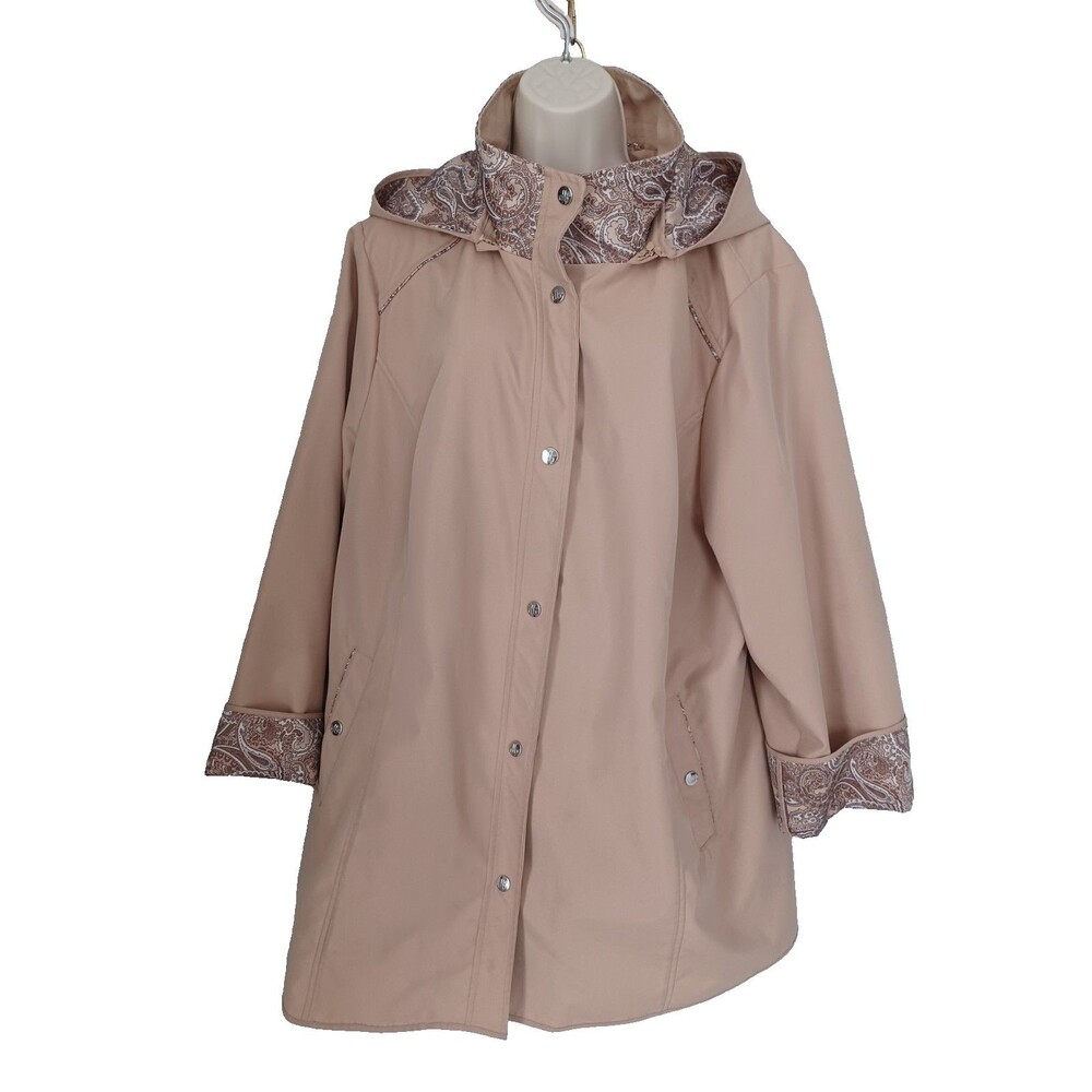 Dennis Basso Raincoat Womens XL Paisley Lining Hooded